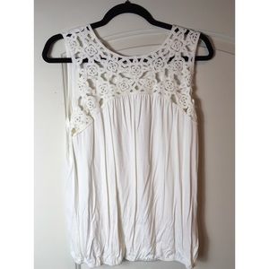 Maxstudio lace yoke bubble hem shirt